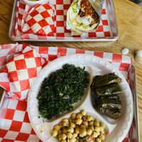 Grape leaves, chick pea salad and tabouli and wrap  at Peño Mediterranean Grill in Myrtle Beach