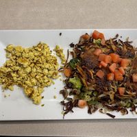 Gardeners hash browns with tofu scramble (extra $2.50 for scramble)  at Noble Restaurant in Wyoming