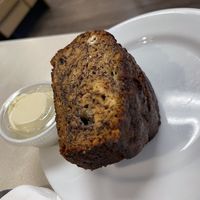 Vegan banana bread with vegan butter at Noble Restaurant in Wyoming