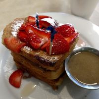 Vegan Stuffed French Toast (vegan cream cheese & blueberries inside) at Noble Restaurant in Wyoming