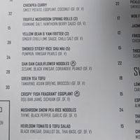 Vegan menu at Shorehouse  in Townsville