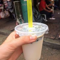 Soy milk with jelly grass at Kim Soya Bean in Kuala Lumpur