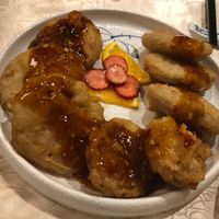 Fried lotus root cakes at Tin Chu Chi Hong Vegetarian in Kowloon