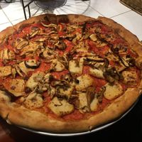 Extra large mushroom pizza with the vegan cashew cheese.  at Pizzakaya in Tokyo