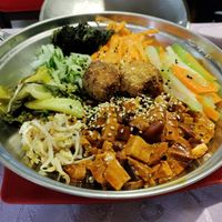 Bibimbap. Wasn't a fan of the sauce. The fried balls were tasty though at Mei Lai Wa in San Jose