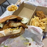 Temple burger with added vegan bacon  at Temple of Seitan - Camden in North West London