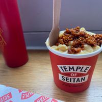 Large Mac and cheese with bacon  at Temple of Seitan - Camden in North West London