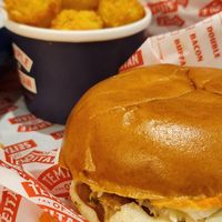 Grilled Chicken Burger with Tots at Temple of Seitan - Camden in North West London