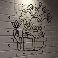 Chick'n logo at Temple of Seitan - Camden in North West London