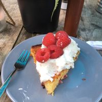 Vegan lemon cake with creamy tofu frosting  at Coffee Architects in Leamington Spa