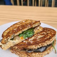 Mousaka toastie on sourdough at Small Graces in Footscray