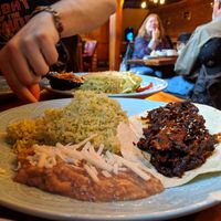 Mole with bean and rice at Polanco Restaurant in Asheville