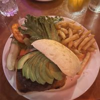 Ciabatta bread beyond burger! Fries were really good  at Sound Bites Grill in Sedona