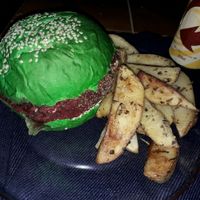 vegan burger and potato rustica!  at Del Carajo Gourmet in Sao Paulo