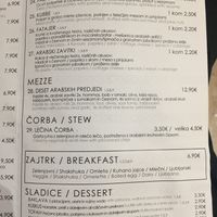 Menu at Abi Falafel in Ljubljana