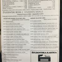 Menu at Abi Falafel in Ljubljana