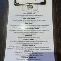 Dessert menu   at Scribbles Pizza House in Elgin