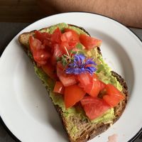 Bravocado toast: avocado, tomato, black salt, sprouts  at Eight - The Health Lounge in Lisbon