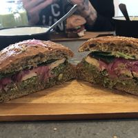 This is the tofu burger that’s on the menu. Very tasty! A healthy version of a vegan burger.  at Eight - The Health Lounge in Lisbon
