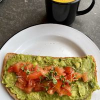 Avocado sandwich. To drink turmeric latte!  at Eight - The Health Lounge in Lisbon