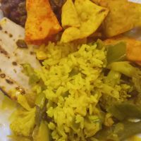 Almoço mexicano (chili de soja, totopos super temperados, taco de soja) at Prato Verde in Porto Alegre