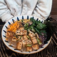 Veggie ramen with tofu (you need to ask to add & an extra $3)  at Bad Bones Ramen in St Johns