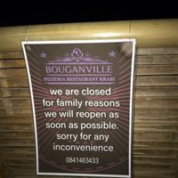 Temporary closed at Bouganville Pizzeria in Ao Nang