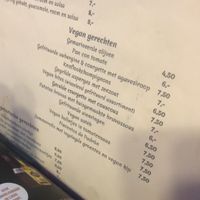 Vegan menu at Gaudi's in Amersfoort