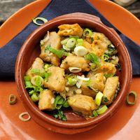 Pollo al ajillo (very tasty!) at Gaudi's in Amersfoort