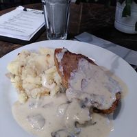 Seitan steak with mushroom sauce at Střecha in Prague