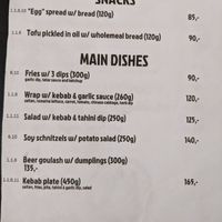 Menu 1 at Střecha in Prague