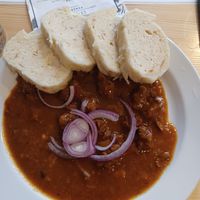 Beer goulash at Střecha in Prague