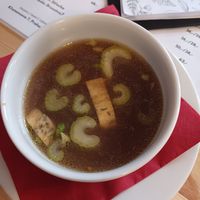 Vegatable broth at Střecha in Prague