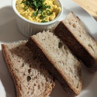 Tofu egg at Střecha in Prague