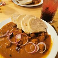 Vegan beer goulash at Střecha in Prague