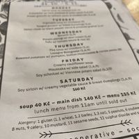 Weekly menu   at Střecha in Prague