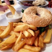 Delicious Jackfruit bagel 🥯   at Střecha in Prague