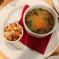 Garlic soup  at Střecha in Prague
