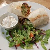 Wrap with Kebap and Garlic dip at Střecha in Prague