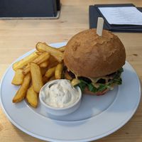 Chili Burger with Fries at Střecha in Prague