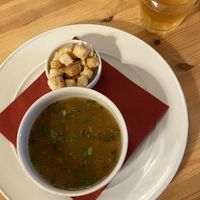 Garlic soup with croutons   at Střecha in Prague