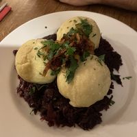 Dumplings and cabbage  at Střecha in Prague