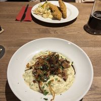 Halušky, řízek se salátem, kebab wrap  at Střecha in Prague