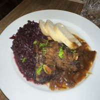 Duck with red cabbage  at Střecha in Prague