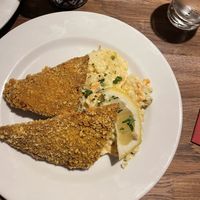 Schnitzel with potato salad  at Střecha in Prague