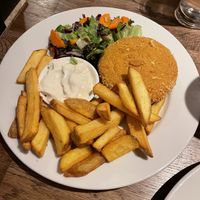 Friend cheese with fries  at Střecha in Prague
