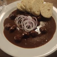Gulasch and garlic soup 😍 at Střecha in Prague