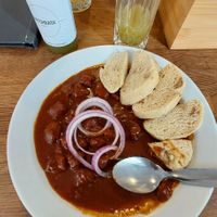 Goulash with bread dumplings at Střecha in Prague