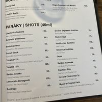 Menu   at Střecha in Prague