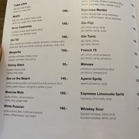 Menu  at Střecha in Prague